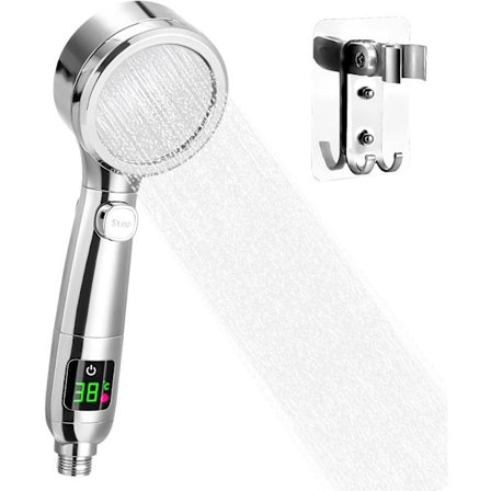 Digitalt temperaturstyret brusehoved med punkteringssikkert beslag