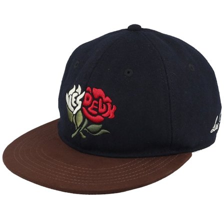 Les Deux - Blau Snapback Cap - Felipe Wool Suede Cap Dark Navy/Coffee Brown Strapback @ Hatstore