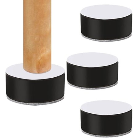 Møbelholdere, 4 stk. møbelholdere, selvklebende tunge møbelløftere for kontorsofa (L60 x H30 mm, svart)