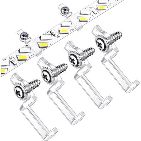200 Stk. LED Strip Lys Clips Lys Strip Monteringsbeslag Fikseringsclips, Enkeltsidet Fikseringsclips Med 200 Stk. Skruer Til Fiksering Af 10 Mm Bred 
