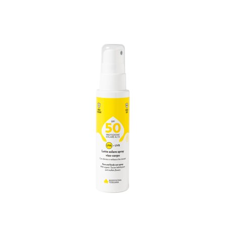Biofficina Toscana Latte solare spray viso-corpo SPF50 100ml - Latte solare corpo alta prot.