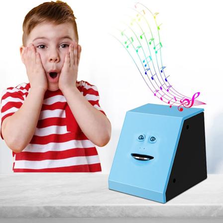 Ansiktsbank, Spisepengerboks Krukke Automatisk Pengesparing Samling Sparegris for Barn Barn Morsom Julebursdagsgaver (blå) Blue