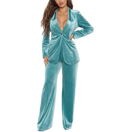 Dame Velvet Bukser Dragt Sæt Kvinders Business Kontor Smoking