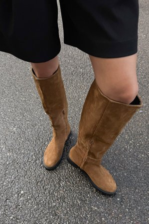 NA-KD Reitstiefel aus Wildleder - Lederschuhe - Braun - EU 38