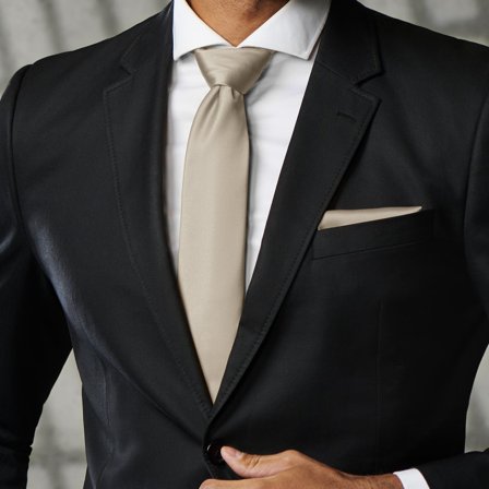 Gravata Simples Cor de Champanhe Brilhante de 8 cm para homens - Gravatas lisas