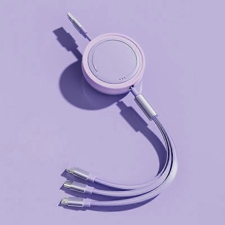 Typ B 3-i-1 Typ-C/Lightning/Micro USB infällbar datakabel 66W snabbladdningskabel (Typ B)