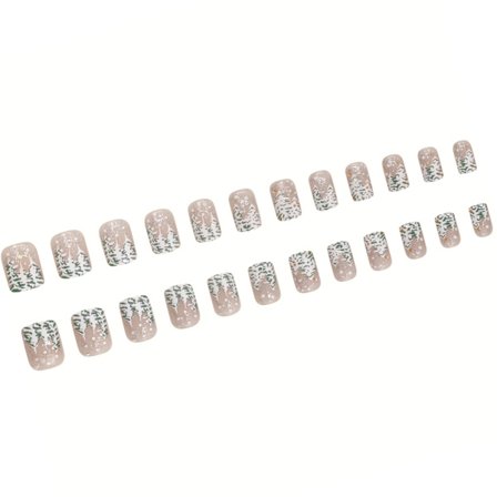 24x Press On Naglar Snöflinga Full Täckning Självhäftande Naglar Jul Lösnaglar