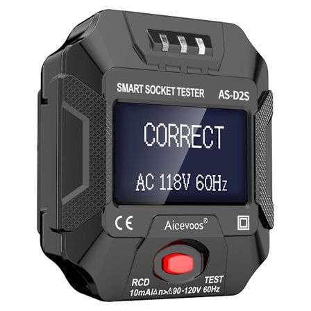 Stikkontakt Tester, RCD Plugg Tester Uttak Detektor med LCD-Skjerm, AC Kretsanalysator Inkluderer 6 Typer Feildiagnose