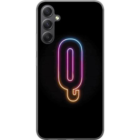 Kompatibelt Mobildeksel til Samsung Samsung Galaxy A05s Minimalistisk neonbokstav Q i skinnende farger mot mørk bakgrunn