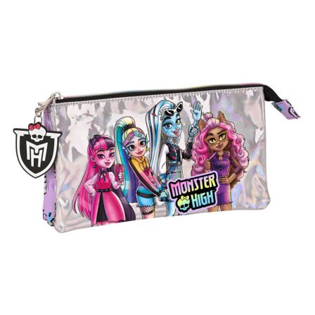 Dubbel pennfodral Monster High Best boos Lila 22 x 12 x 3 cm
