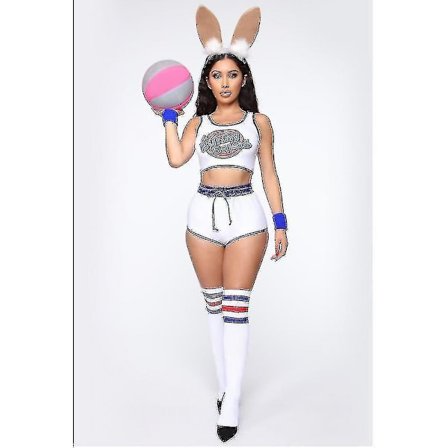 Space Lola Bunny Kanin Cosplay Kostym Flickor Halloween Party Kläder Dam Cheerleader Uniform (FMY)