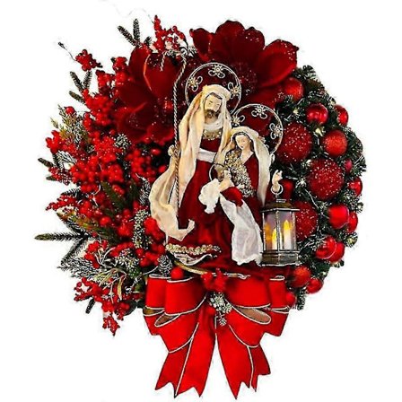 Valaistu jouluseimi joulukranssi joulukuusenkoriste koriste Pyhä perhe -setti LED-valot valo etuovi seinä joulu