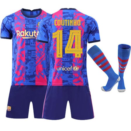 21.22. Euroopan mestaruuskilpailujen muistosarja Vieras(2) F.C. Barcelona COUTINHO No. 14 Kids Jersey Pack