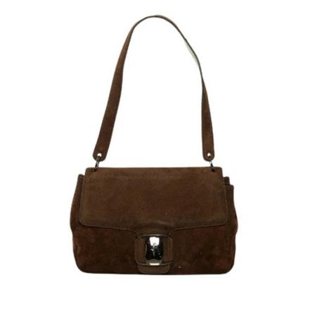 Salvatore Ferragamo Pre-owned, Pre-owned Leather shoulder-bags Bruin, Dames, Maat:ONE Size,suede