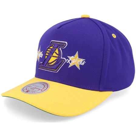 Mitchell & Ness - NBA Paars adjustable Cap - Los Angeles Lakers Star Power Pro Purple/Yellow A-frame Adjustable @ Hatstore
