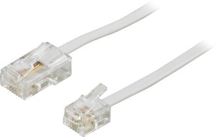 Deltaco Telefonkabel - RJ-45 (4-pin) (hann) til RJ-11 (hann) - 3 m - hvit