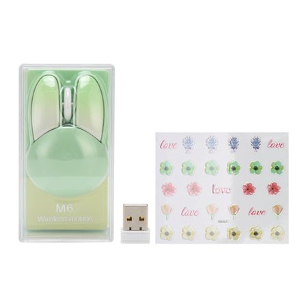 Söpö Vihreä Pupujussin Langaton Pelihiiri 2.4G Säädettävä DPI 10m Kantama Paristokäyttöinen Hiljainen