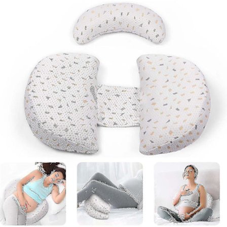 Gravidkudde, Stepped Wedge Maternity Pillow med justerbart, avtagbart, tvättbart örngott, stöd för mage