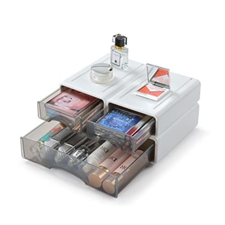 Hvid Skrivebordspapir Skuffe Stabelbar 3 Blandede Opbevaringskasser med Plastik Skuffer til Kontorartikler Skrivebordstilbehør