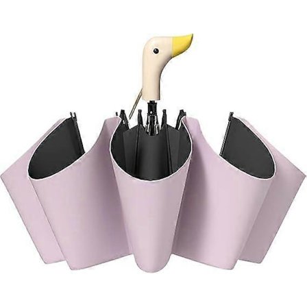 Paraply med tegneserie and-håndtak, søtt sammenleggbart paraply, kompakt lite reiseparaply for utendørs bruk i regn og sol Purple