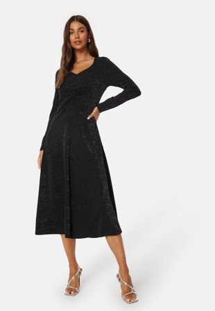 SELECTED Rue LS Midi Glitter Dress Black Klær