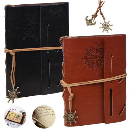 Pieces Vintage Läderjournal, Vintage Inbindningsanteckningsbok, Präglad Resejournal