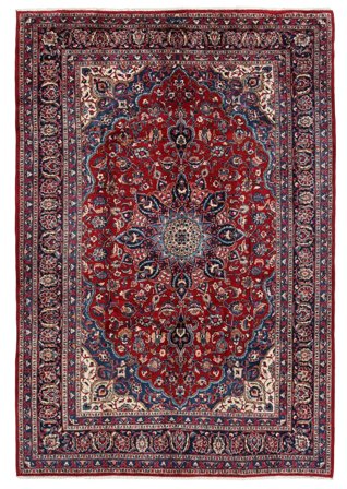 213X310 Alfombra Mashad Oriental Rojo Oscuro/Negro (Lana, Persia) Carpetvista