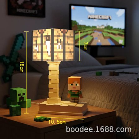 Senglampe med Minecraft-tema TNT-nattlampe inspirert av Minecraft Byggeklosslampe i Minecraft-stil Stemningsfull bordlampe