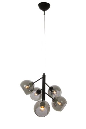 Aneta Lighting ATOM taklampe 5-lys, svart/røk