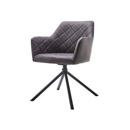 Sofia Spisebordsstol Mørkegrå med Armlæn & Drejefunktion - Elegant Design - 58,5x60x81cm - Perfekt Komfort til Moderne Hjem
