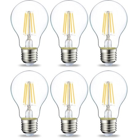 E27 Edison LED-pære, 4W (tilsvarer 40W), Klar Glødetråd, Ikke-dimbar, Pakke med 6