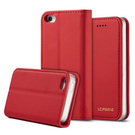Iphone 5/5s/se - Lc.imeeke Läder Flip Fodral - Röd Red Röd
