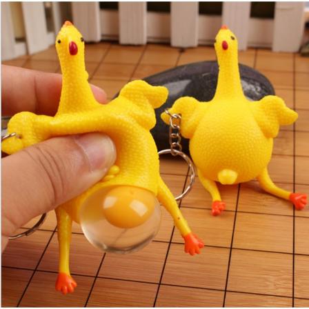 6 stk. 9cm Sjove Squishy Legetøj Kylling og Æg Stressaflastning