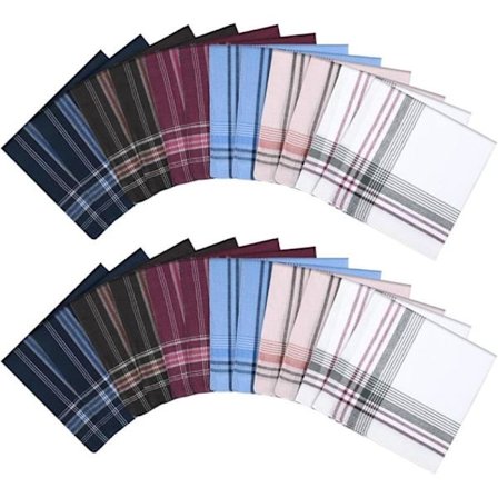 Kangasnäslinen, 24 kpl puuvillaisia nenäliinoja miehille, perinteiset miesten nenäliinat, 36 cm x 36 cm, 24 kpl, One Size-XF1-