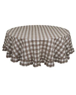 Rund bordsduk Lisa rutig bäckebölja med volang ø150 cm Nougat - Kök - Fondaco