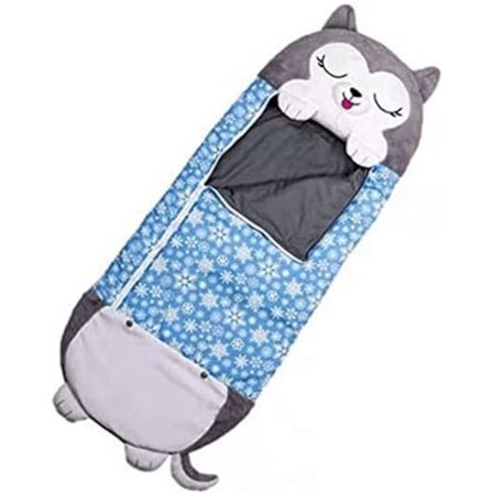 Barns sovepose med pute, 2-i-1 sammenleggbar dyrepose, søt, myk og komfortabel sovepose for alle årstider 54*20 tommer