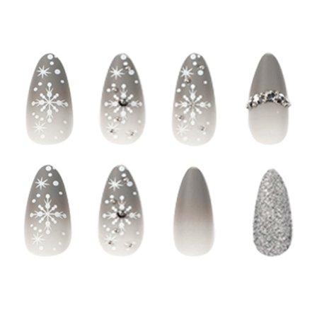 24 st Jul Press-on Naglar Mandel Snöflinga Lösnaglar Press-on Konstgjorda Nageltippar Bärbara Full Täckning