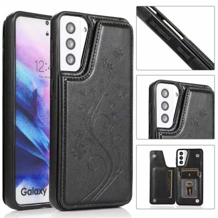 Samsung S21 Shockproof Cover Card Holder 3-SLOT Flippr V2 - Sort