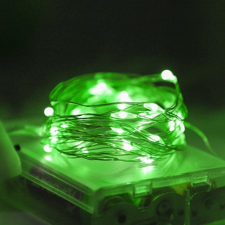 LED-ljuskrans, grön 10 meter 100 ljus batterilåda med tre