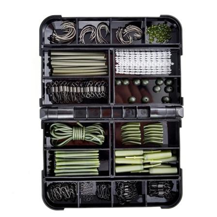 Karpe Fiske Tackle Kit Med Eske Fiske Swivels Og Snaps Gummi Anti Tangle Sleeves Hook Stop Beads