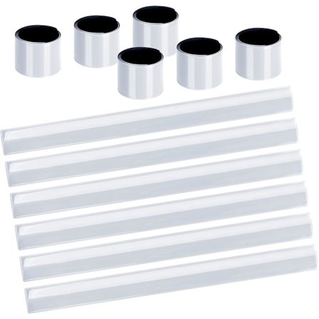 12 stk Vita Refleksbånd, Lette Justerbare Refleksbånd med Snapfunksjon, Meget Reflekterende Slap-armbånd for Alle, Refleksarmbånd for