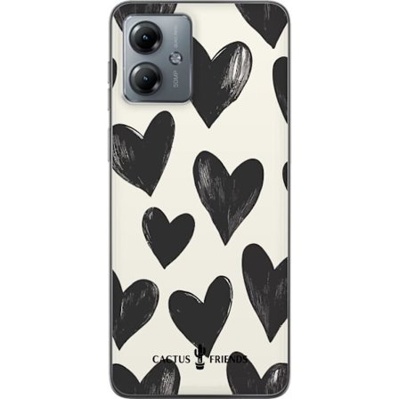 Kompatibel Mobilcover til Motorola Motorola Moto G14 Cactus and Friends - Bold Black Love Pattern