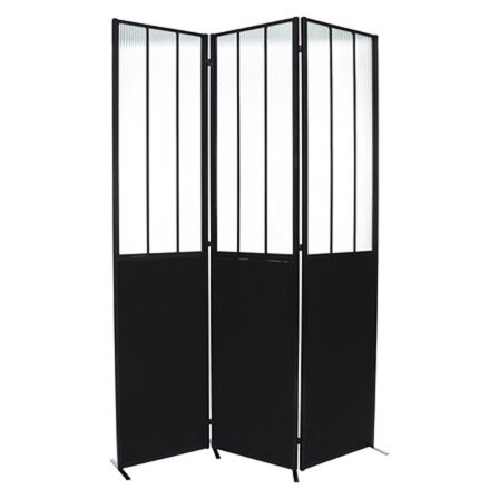 Noam foldeskærm sort metal og glas