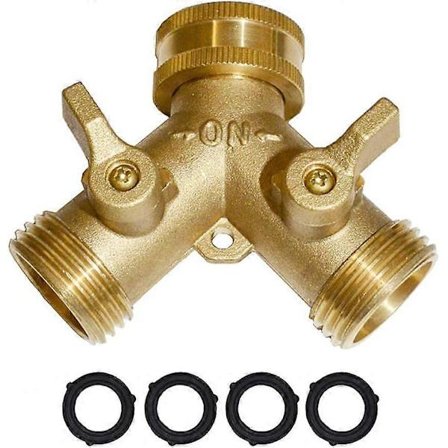 Messing Hageslange Y-ventil Slangesplitter Vann Hageslangeadapter 2-veis 3/4 GHT HKI