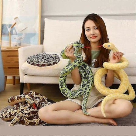 200cm/300cm Jätteormar Plyslegetøj Simulering Lang Gylden pyton Fyldt Slange Plysdyr Børn Drenge Gave Boligindretning Gul