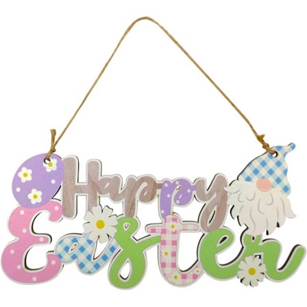 Træpynt til glædelig påske, påskepynt i træ til ophæng, påskedekorationer i træ, dørvægge, påskekranse, æg, kaninophæng, indendørs