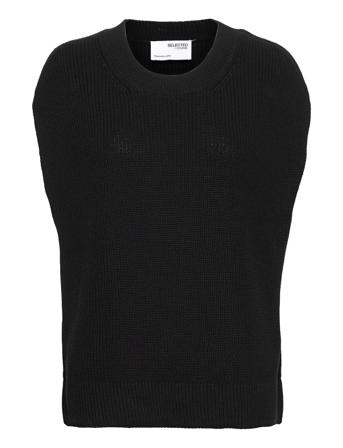 Slfpalma Knit Vest O-Neck W Black Selected Femme