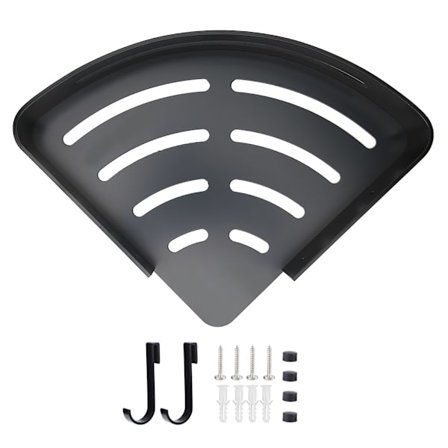 Hushållsbadrumsutrymme Aluminium Hörnhylla Vägghängande Förvaringsställ Hylla Svart