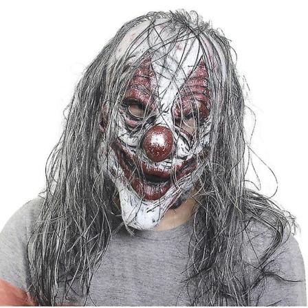 Läskig clownmask Halloween Terror Maskeraddräkt Fest Kostym Rekvisita Realistisk Skräck Latex Huvudbonad Långt Hår