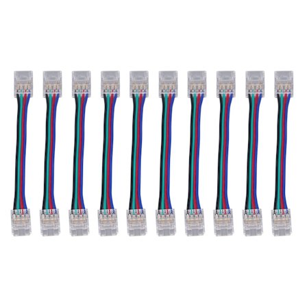 10-pakning LED Strip Light Connector Kit 4-pinners 10 mm hurtigkobling Sterk kompatibilitetstilbehør